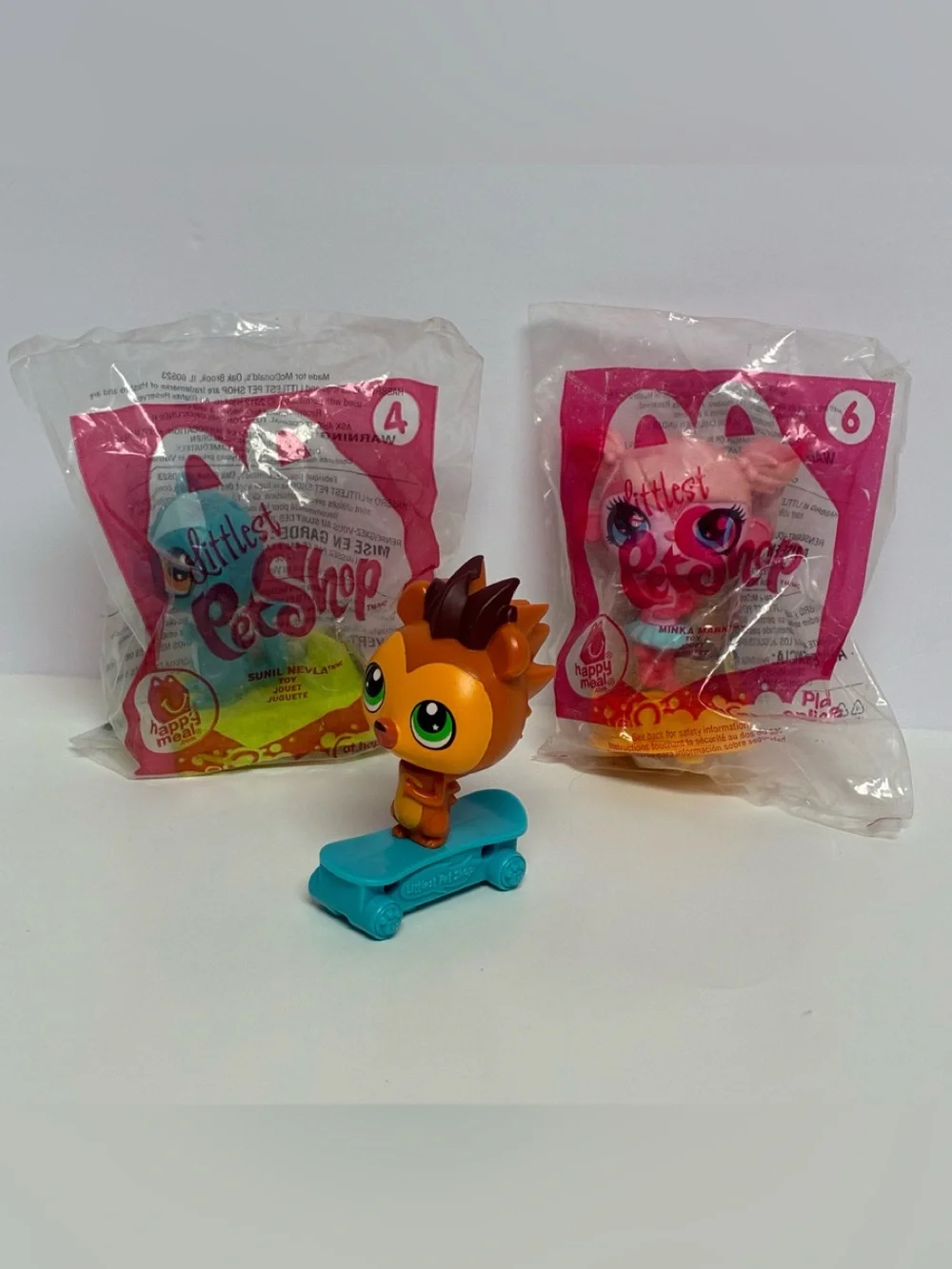 McDonald's Littlest Pet Shop Russell Hedgehog on Skateboard 2012 Toy Lot Of 3